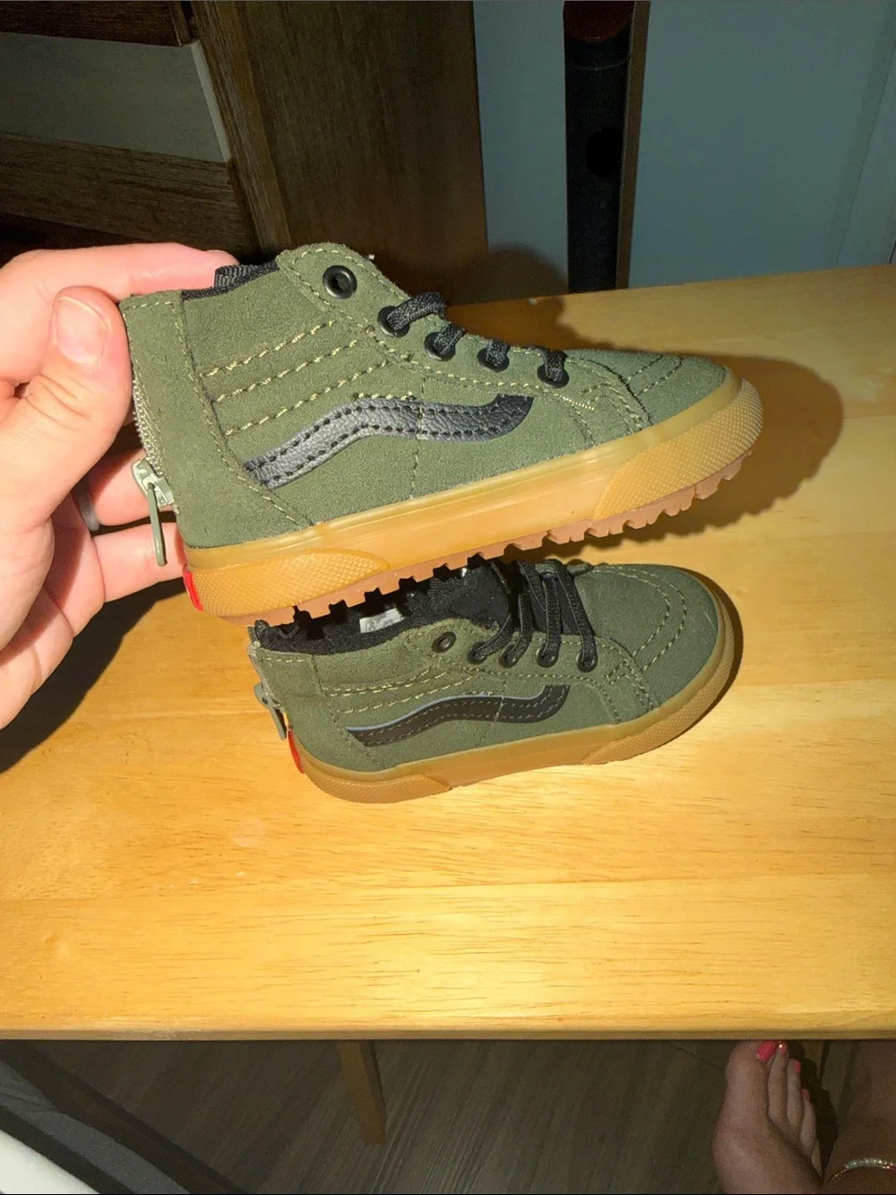 Vans Kids Olive Green High-Top Sneakers with Gum Outsole
